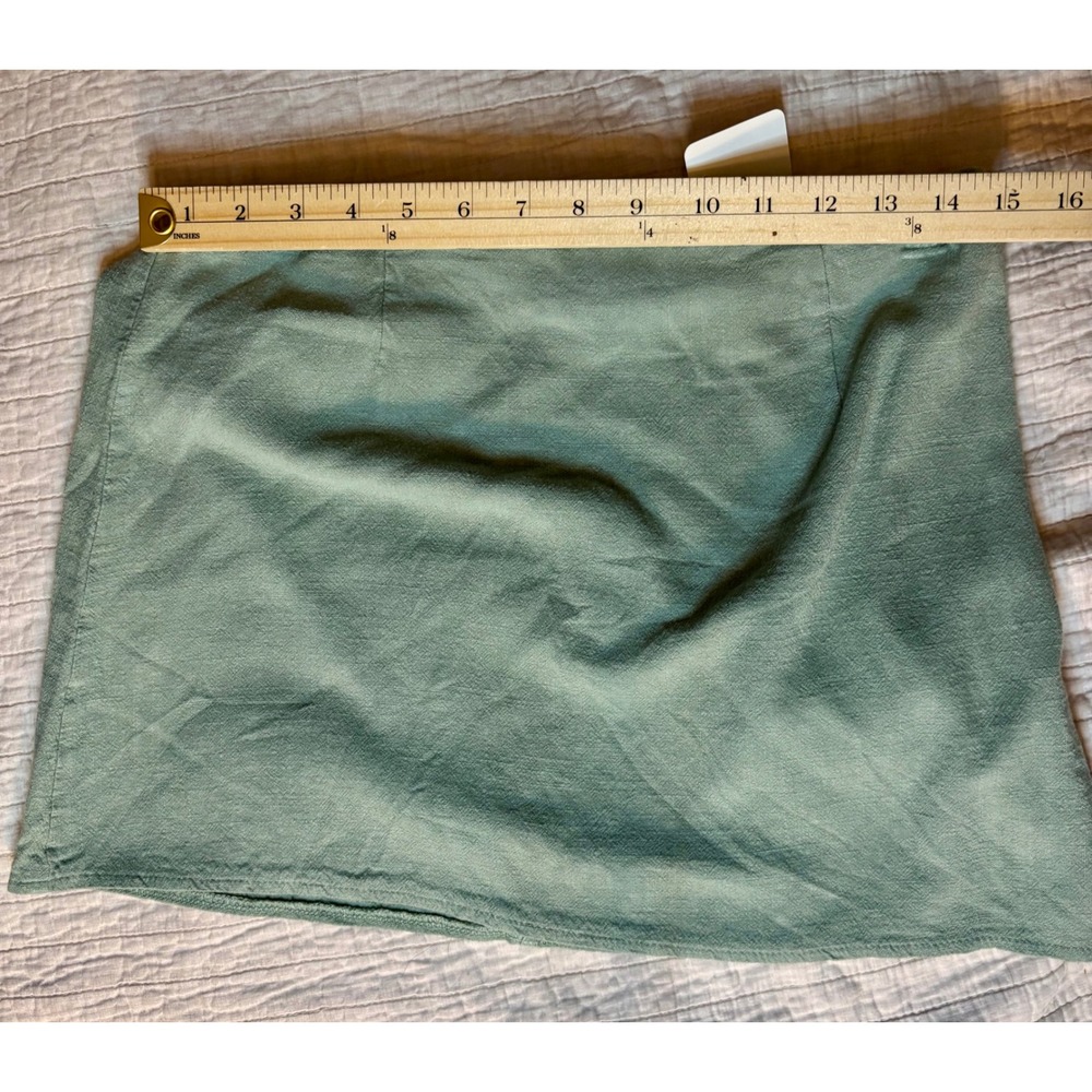 Princess Polly Sage Green Linen Blend Mini Skirt Size US 8 Cotton High Waisted